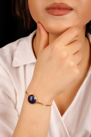 Bracelet doré à l'or fin jaune - Saphir