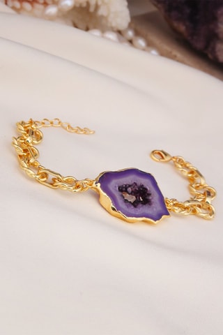 Bracelet - Plaqué or jaune et agate