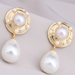 Boucles d'oreilles - Laiton plaqué or & perle