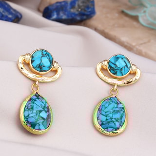 Boucles d'oreilles - Laiton plaqué or & turquoise