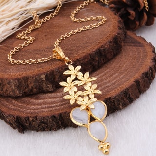 Collier - Laiton plaqué or & pierre de lune