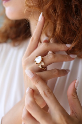 Bague - Perle de culture et zircons