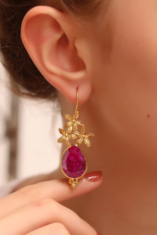 Boucles d'oreilles dorées à l'or fin jaune - Agates