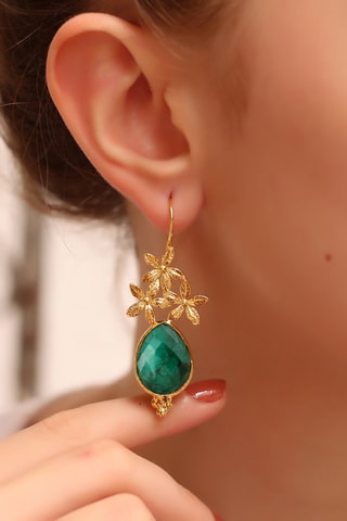 Boucles d'oreilles dorées à l'or fin jaune - Agates