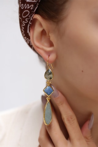 Boucles d'oreilles - Amazonites, prénhites et aigue-marine