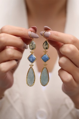 Boucles d'oreilles - Amazonites, prénhites et aigue-marine