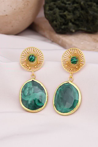 Boucles d’oreilles - Malachites, citrines et agates