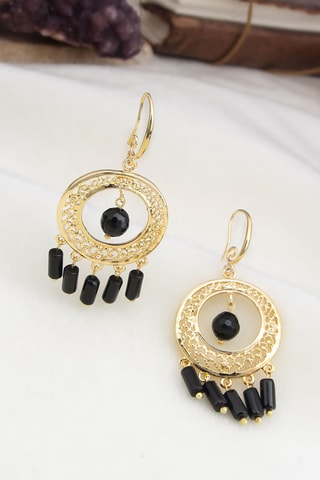 Boucles d’oreilles - Plaqué or jaune et agates