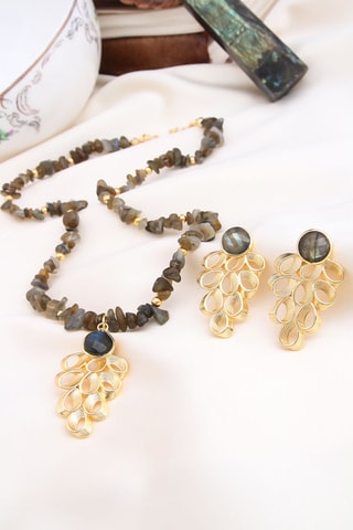 Parure - Plaqué or jaune et labradorites