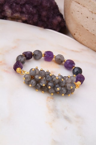 Bracelet - Labradorites et améthystes