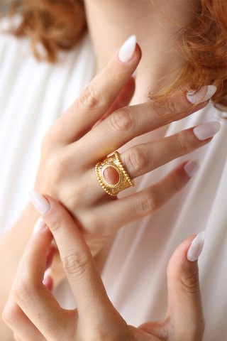 Bague dorée à l'or fin jaune - Pierres de soleil
