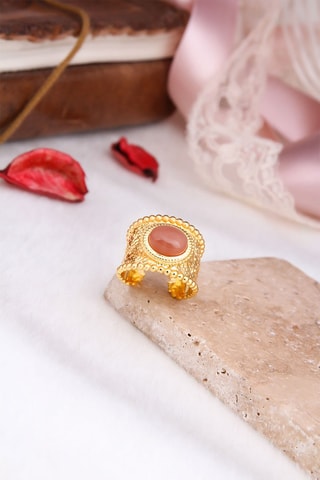 Bague dorée à l'or fin jaune - Pierres de soleil
