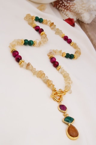 Collier - Agates et citrines