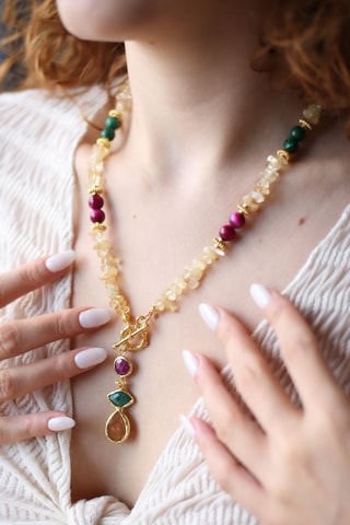 Collier - Agates et citrines