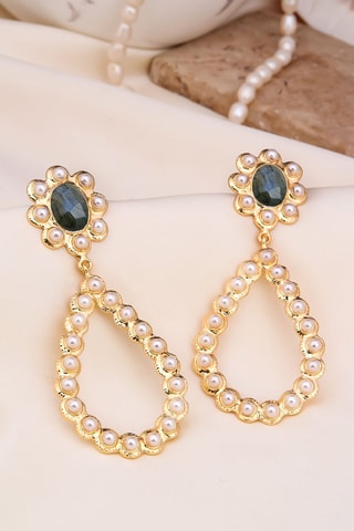 Boucles d’oreilles - Labradorites et perles de culture