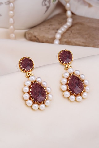 Boucles d’oreilles - Quartz et perles de culture
