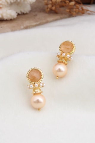 Boucles d’oreilles - Plaqué or jaune et citrines