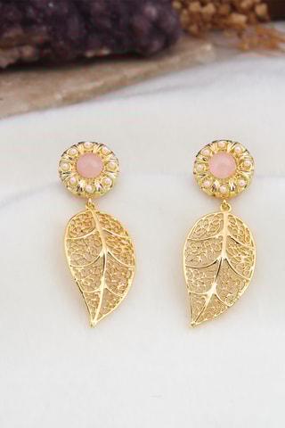 Boucles d'oreilles - Plaqué or jaune et quartz