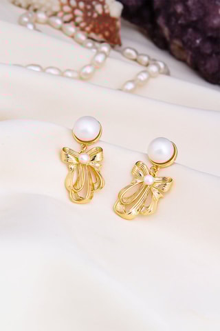 Boucles d’oreilles dorées à l'or fin jaune - Perles de culture
