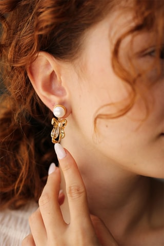 Boucles d’oreilles dorées à l'or fin jaune - Perles de culture