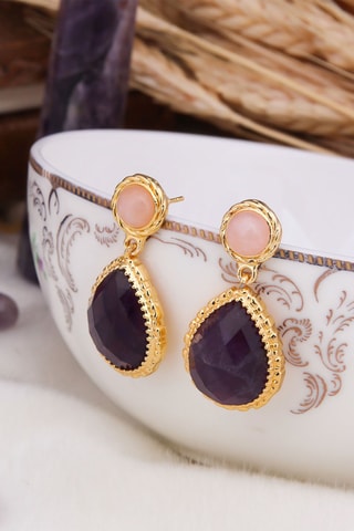 Boucles d’oreilles - Améthystes et quartz