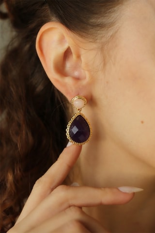 Boucles d’oreilles - Améthystes et quartz