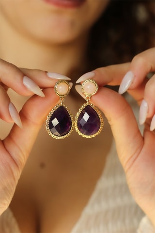Boucles d’oreilles - Améthystes et quartz