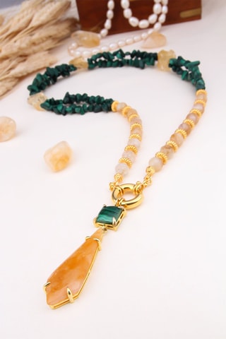 Collier - Citrine et prehnite
