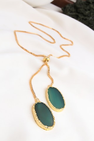 Collier – Plaqué or jaune et pierres naturelles