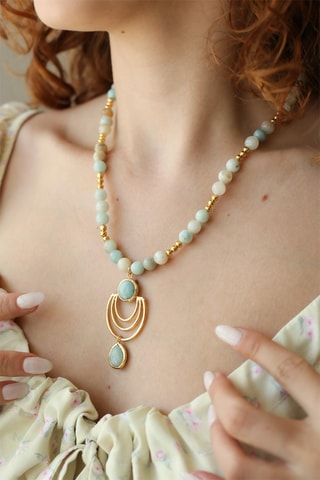 Collier - Plaqué or jaune et pierres de lune