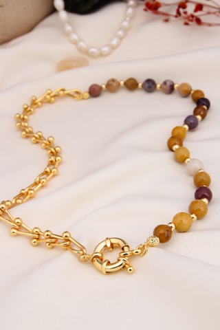 Collier – Plaqué or jaune et œils-de-tigre