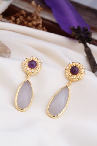 Boucles d’oreilles - Quartz et perles de culture
