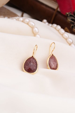 Boucles d’oreilles - Plaqué or jaune et quartz fraises