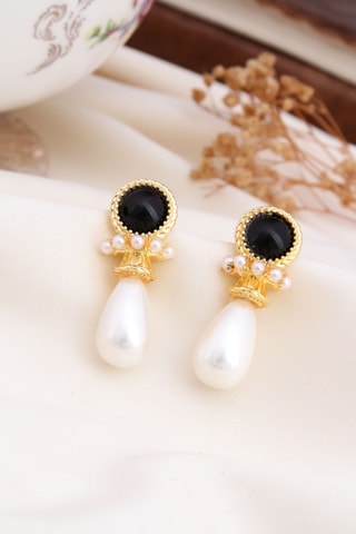 Boucles d’oreilles - Plaqué or jaune et onyx