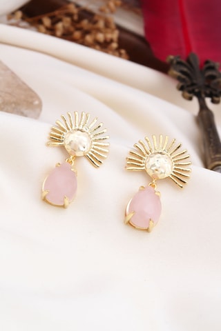Boucles d’oreilles - Plaqué or jaune et quartz roses