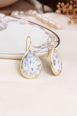 Boucles d'oreilles - Plaqué or jaune et dendrites