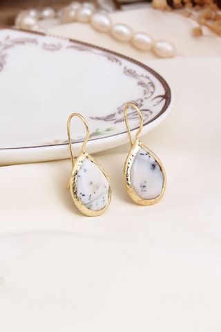 Boucles d'oreilles - Plaqué or jaune et dendrites