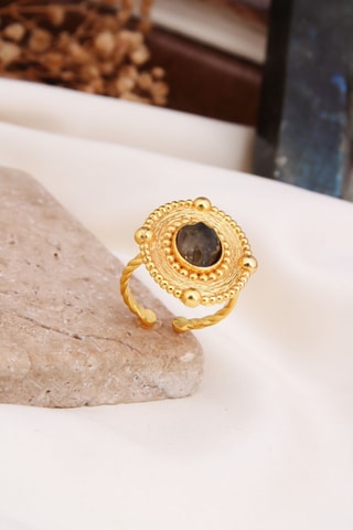 Bague - Plaqué or jaune et labradorite