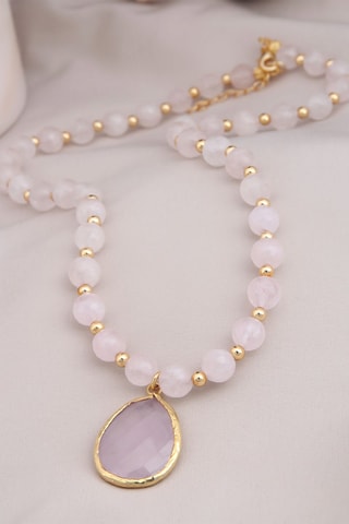 Collier - Plaqué or jaune et quartz