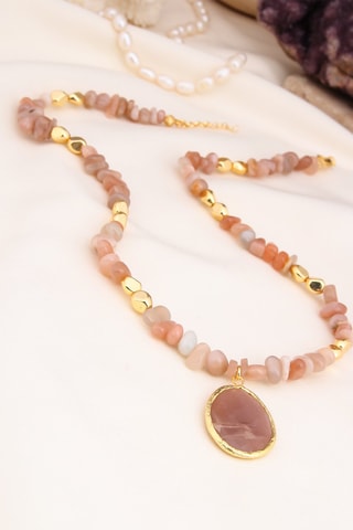 Collier - Plaqué or jaune et pierres de lune