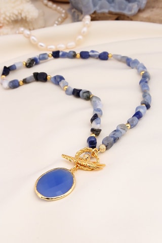 Collier - Plaqué or jaune et lapis-lazuli