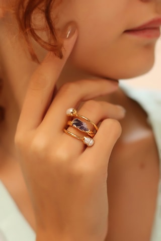 Bague - Améthyste et perles