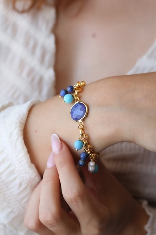 Bracelet - lapis-lazuli -lazulis et turquoises