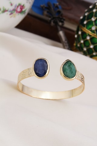Jonc - Plaqué or jaune et agates