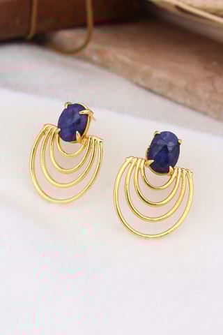 Boucles d’oreilles - Plaqué or jaune et saphirs 