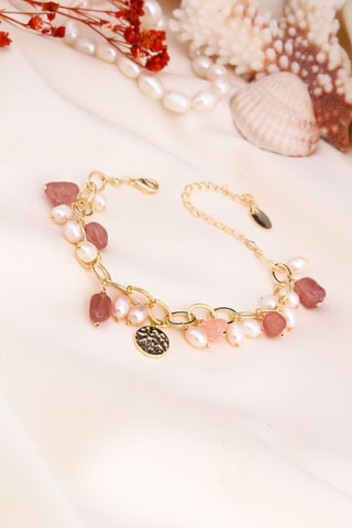 Bracelet - Perles de culture et quartz 