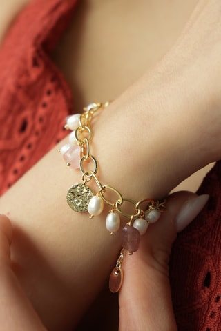 Bracelet - Perles de culture et quartz 