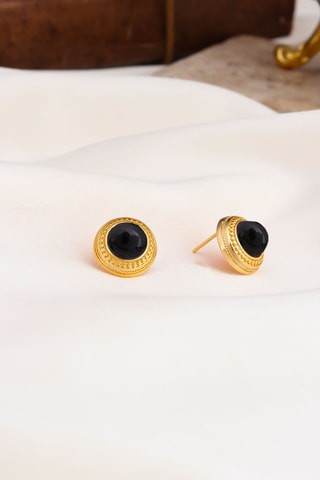 Puces - Plaqué or jaune et onyx