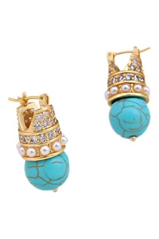 Boucles d’oreilles - Turquoise et perles de culture