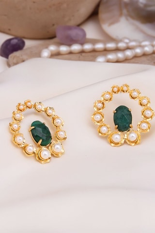 Boucles d’oreilles - Agates et perles de culture